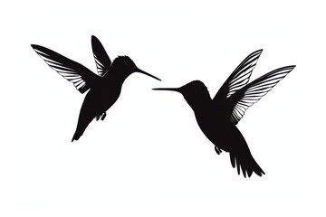 Obraz premium Graceful silhouettes of two hummingbirds in serene light