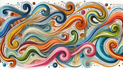 Obraz premium Abstract Colorful Swirls and Spirals Background - Artistic Design with Vivid Colors and Organic Shapes.