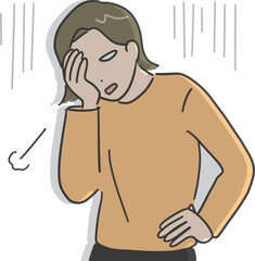 Fototapeta premium とてもがっかりしている私服の若い女性(上半身)