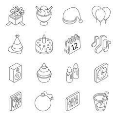 Pack of Holiday and Celebration Linear Icon 

