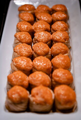 Varieties of sashimi buffet ready to eat serving in the restuarant for clients