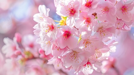 Naklejka premium A close up of a blooming cherry blossom tree