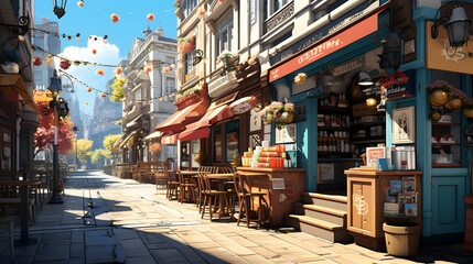 Charming European Street Scene