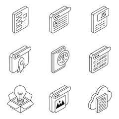 Set of Designing Equipment Linear Icons

