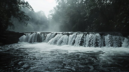 photo of river waterfall landscape with black and white tone color