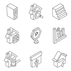 Set of Estate and Residence Linear Icons

