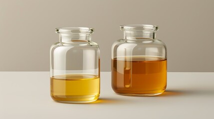 Minimalistic glass jar for artisanal honey, showcasing the golden hue and purity of the product. , Minimalism,