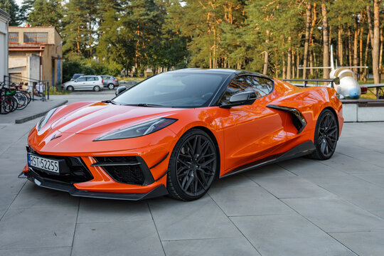 Poland, Stalowa Wola - July 18, 2024: Chevrolet Corvette Stingray C8 3LT Z51 Performance 6.2l DI HP V8 LT2 (505 KM, 637 Nm)