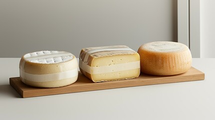 Artisanal cheese packaging with a rustic look and a window to showcase the product inside. , Minimalism,
