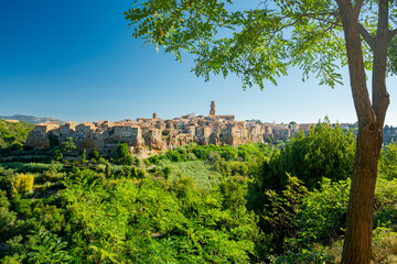 Pitigliano, Italy. Panoramic view of the old town	