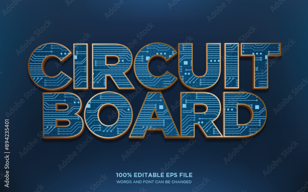 Poster circuit board 3d editable text style effect