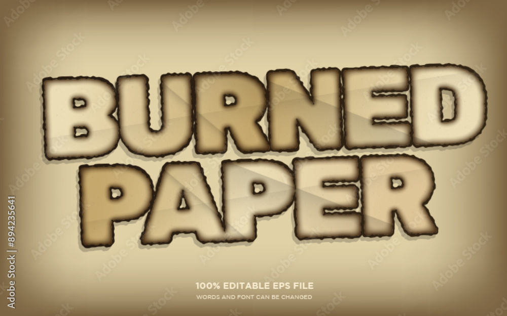 Poster burned paper editable 3d text style effect