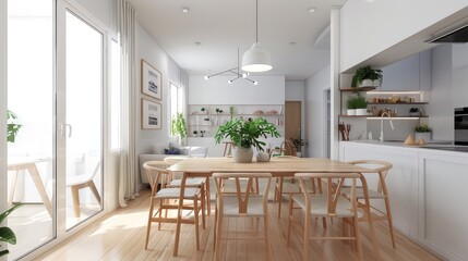 Fototapeta premium Modern Minimalist Dining Room with Natural Light