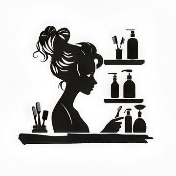silhouette woman with hair products clip art preview