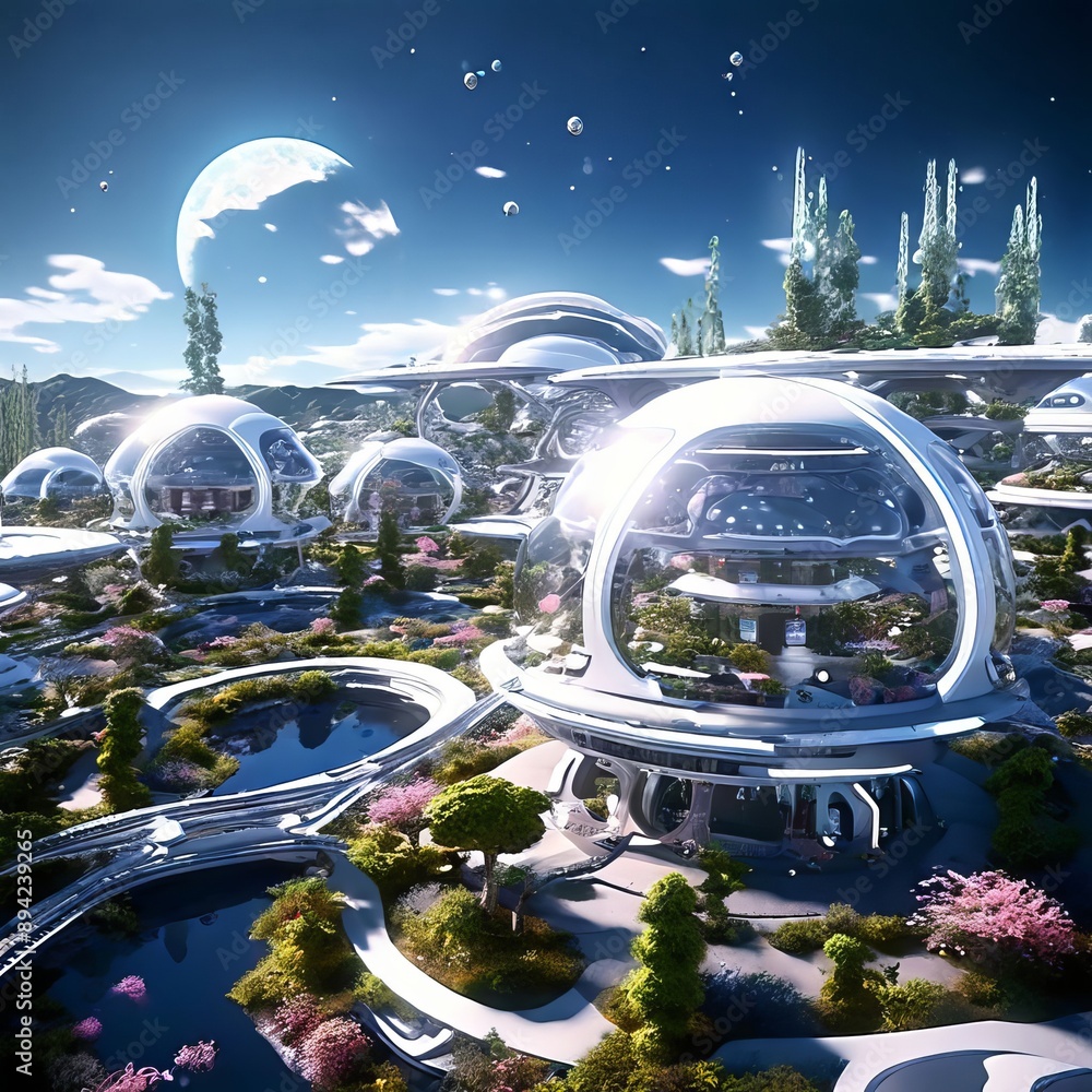 Poster d space colony a self sustaining space colony floating in the v