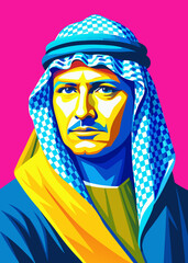 Obraz premium portrait of a person portrait of a woman in a scarf portrait of a person in a scarf person in a mask Place a keffiyeh as used by Arabs, and cover it with a montage.