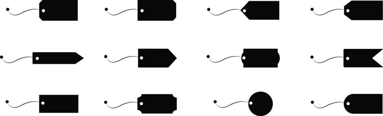 Price and Sale tags icons Set. Shopping tag in flat styles vector. Special offer signs. Discount coupon symbol. Banner and flyer element for website and advertising isolated on transparent background.