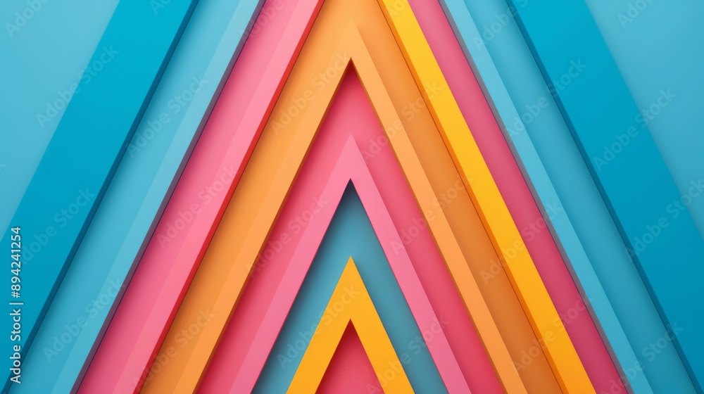 Poster colorful layered triangles create a vibrant abstract background, perfect for design or artistic proj