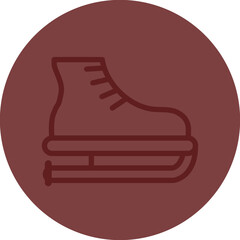 Ice skate Vector Line Maroon Circle Maroon