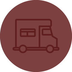 Motorhome Vector Line Maroon Circle Maroon