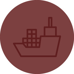 Cargo ship Vector Line Maroon Circle Maroon