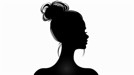 A stunning silhouette of a womans profile stands out against a clean white background, capturing beauty in simplicity.