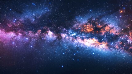 Naklejka premium Stunning Milky Way Galaxy in Deep Space with Brilliant Star Clusters and Cosmic Lights