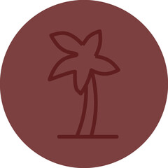 palm tree Vector Line Maroon Circle Maroon