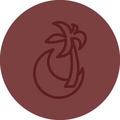 moon and plam tree Vector Line Maroon Circle Maroon