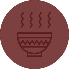 arabic coffee cup Vector Line Maroon Circle Maroon