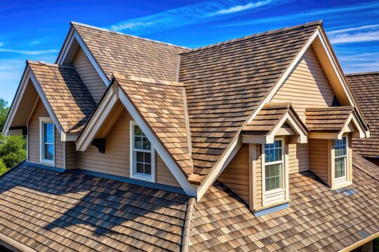 A sturdy roof with newly installed shingles and flashing stands strong against a clear blue sky, embodying trustworthy local expertise in quality construction and repair.
