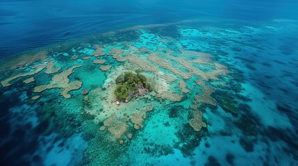 Fototapeta premium Breathtaking Aerial View of a Colorful Coral Reef Teeming with Life