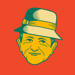 Old man face avatar illustration graphic design 25