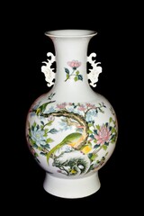 ceramic vase isolated on black