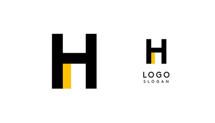 Fototapeta premium Bauhaus flat unique Letter H, color logo for business, tech apps, architectural brands. Minimal modular geometric design, simple modern branding. Vector logotype