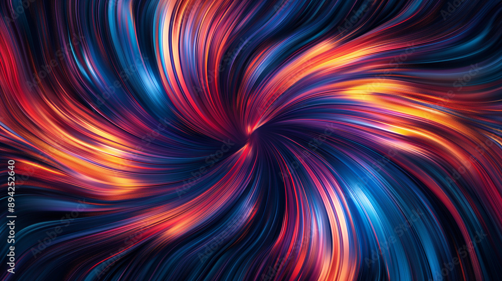 Poster a vibrant and mesmerizing abstract pattern. it features swirling lines of varying colors, predominan
