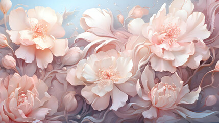 Delicate Pink Flowers in Abstract Swirls