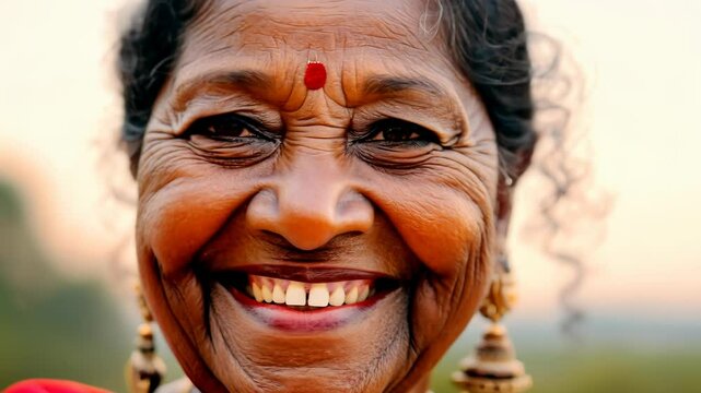 Portrait of a Smiling Elderly Woman