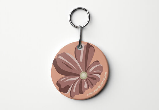  Product Flatlay Round Keychain Mockup With Generative AI