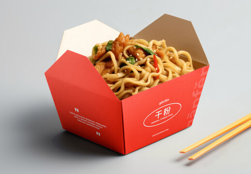  Product Packaging Paper Chinese Takeout Food Box Mockup With Generative AI