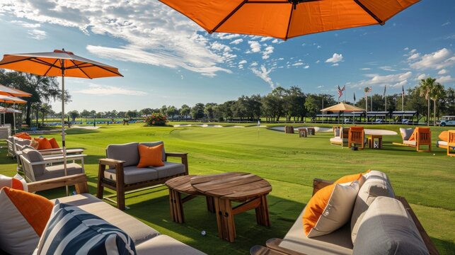 Outdoor VIP seating area on the golf field