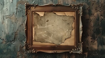 Antique photo frame on textured paper