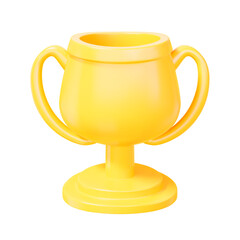 3d realistic yellow trophy cup. Stock vector illustration on isolated background.	