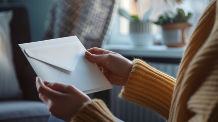 A person opening a birthday card with a smile
