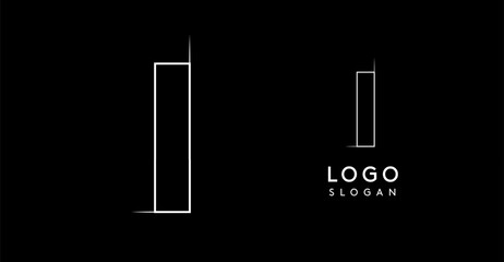 Letter I pencil drawn, architectural blueprint logo design, construction plan, technical drawing. Ideal for corporate branding, industrial projects, engineering firms. Vector illustration