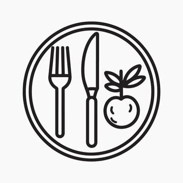 recommend clip art: Dining, cutlery, tomato, icon, minimalistic
