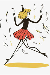 Dancing ballerina sketch illustration