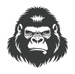 Obraz premium Black and white drawing of gorilla head with angry expression ,generative ai