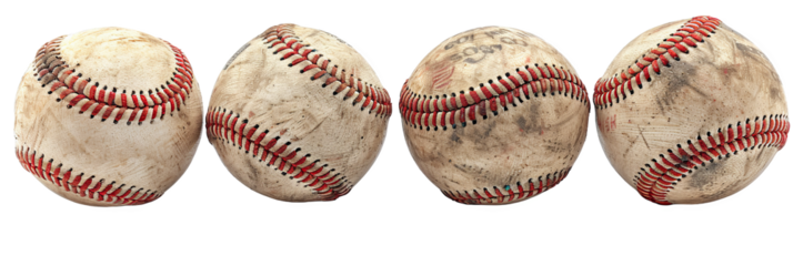 Old dirty baseballs nostalgia transparent background