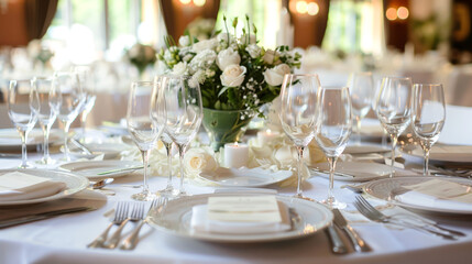 Wedding ceremony, A wedding reception table beautifully decorated 